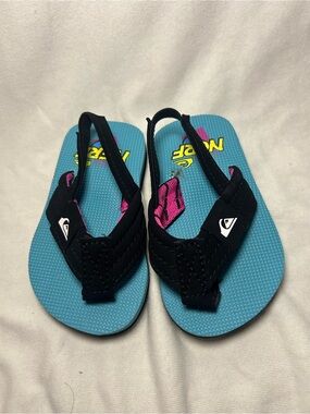 Nerf Kids Blue and Black Flip Flops with Pink Accent
